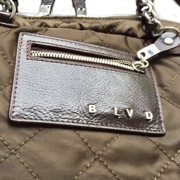 BLVD BROWN QUILTED NYLON &LEATHER SACHEL BAG - Picture 7 of 7